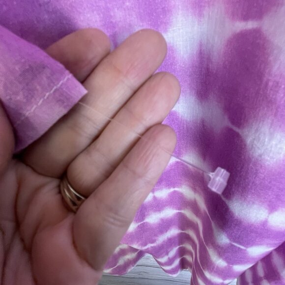 Catherines Blouse Size 2X Petite Purple Pink Soutache Trim Tunic Tie Dye BOHO - Picture 10 of 16